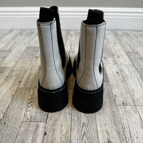 MARC FISHER 6M Patrick White Leather Chelsea Ankle Booties Boots Punk Chunky - Picture 6 of 8